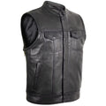 Men's Jeans Biker Leather Vest with Side Expandability MDM9114