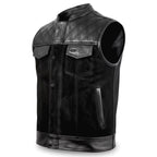 Custom Biker Leather Vest Diamond Quilted Shoulder MDM9198 | Men’s Motorcycle Vest