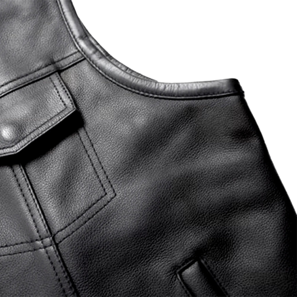 Biker Motorcycle Jeans Style Leather Vest MDM9029 | Genuine Leather Men’s Vest