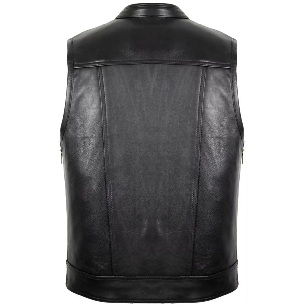 Men's Jeans Biker Leather Vest with Side Expandability MDM9114