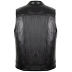 Men's Jeans Biker Leather Vest with Side Expandability MDM9114