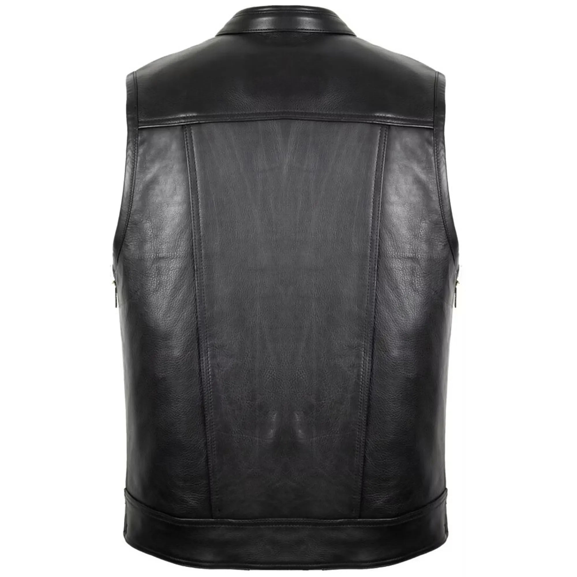 Men's Jeans Biker Leather Vest with Side Expandability MDM9114