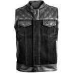 Custom Biker Leather Vest Diamond Quilted Shoulder MDM9198 | Men’s Motorcycle Vest