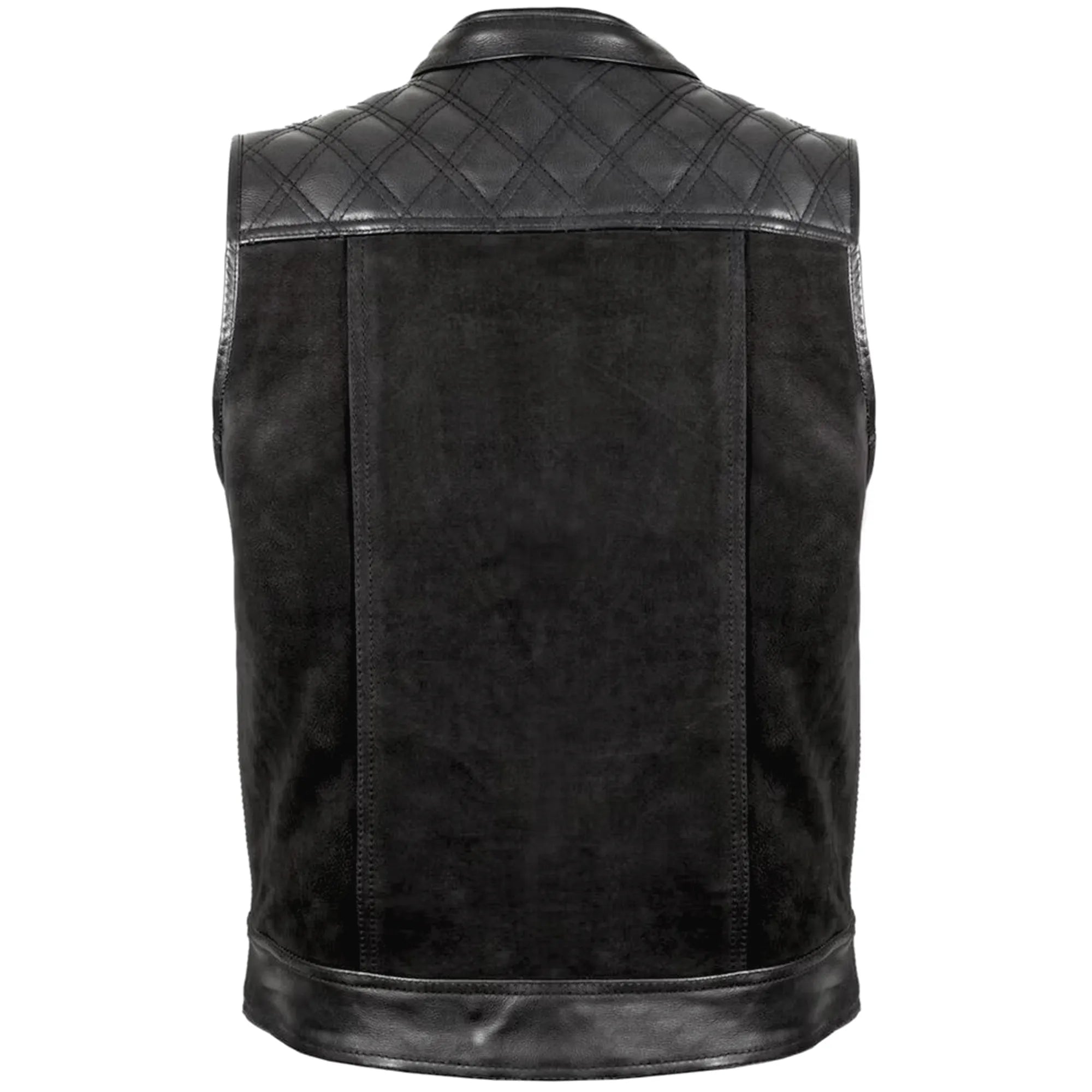 Custom Biker Leather Vest Diamond Quilted Shoulder MDM9198 | Men’s Motorcycle Vest