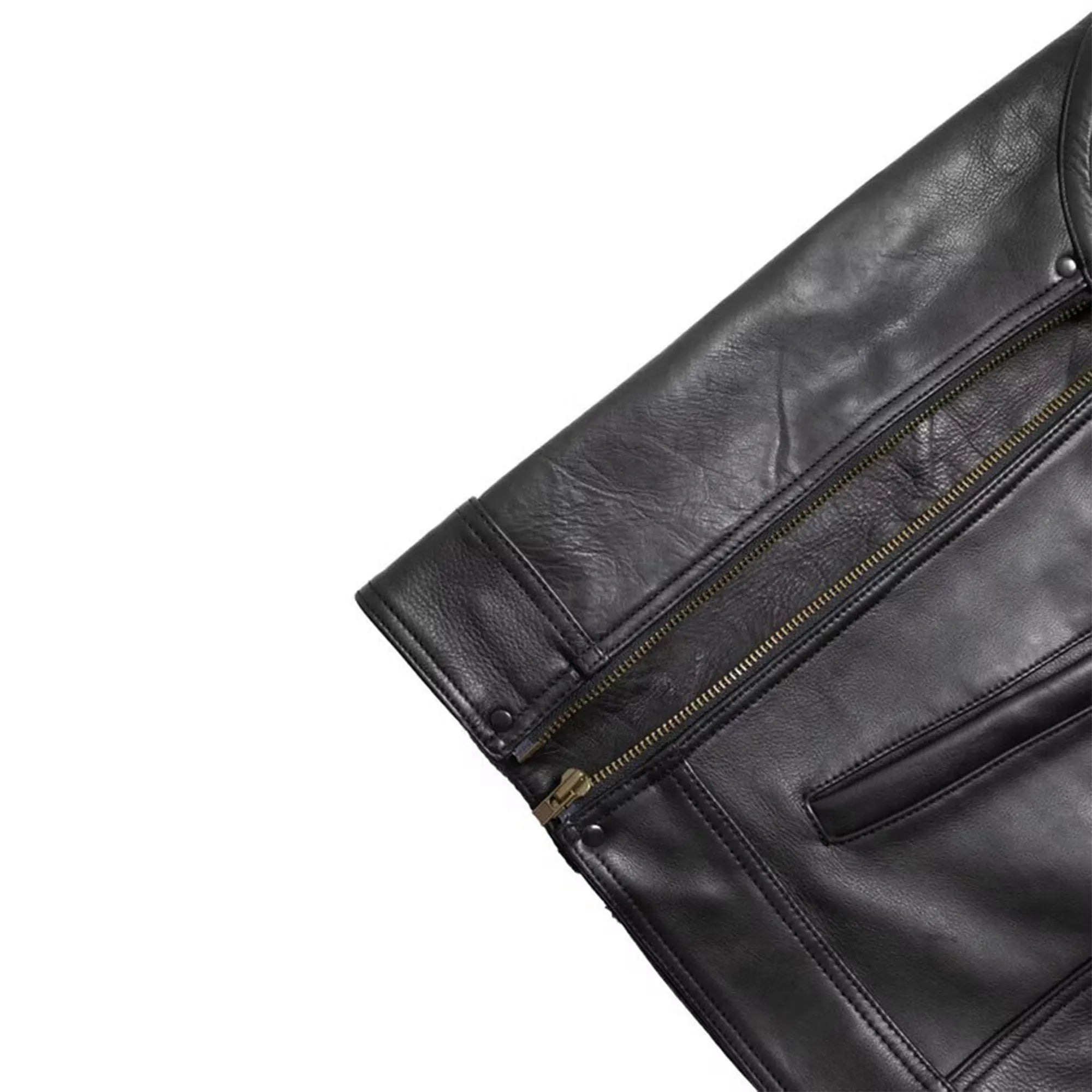 Men's Jeans Biker Leather Vest with Side Expandability MDM9114