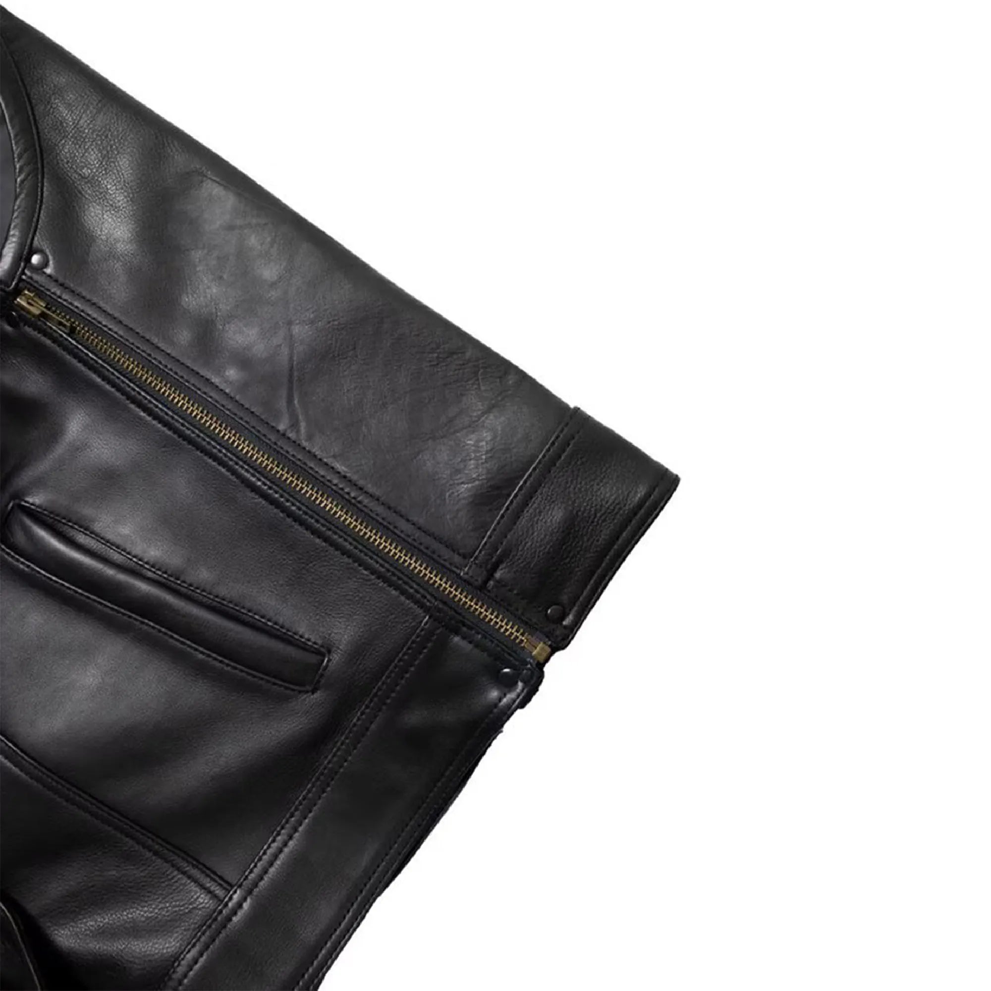 Men's Jeans Biker Leather Vest with Side Expandability MDM9114