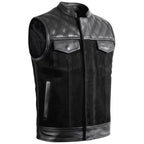 Custom Biker Leather Vest Diamond Quilted Shoulder MDM9198 | Men’s Motorcycle Vest