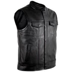 Biker Motorcycle Jeans Style Leather Vest MDM9029 | Genuine Leather Men’s Vest