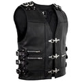 Biker Buckle Leather Vest in Black MDM9031