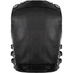 Biker Buckle Leather Vest in Black MDM9031