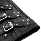 Biker Buckle Leather Vest in Black MDM9031