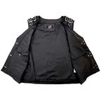 Biker Buckle Leather Vest in Black MDM9031