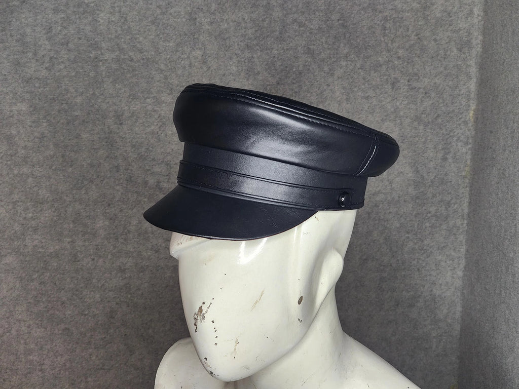Biker Cosplay Leather Police Style Cap