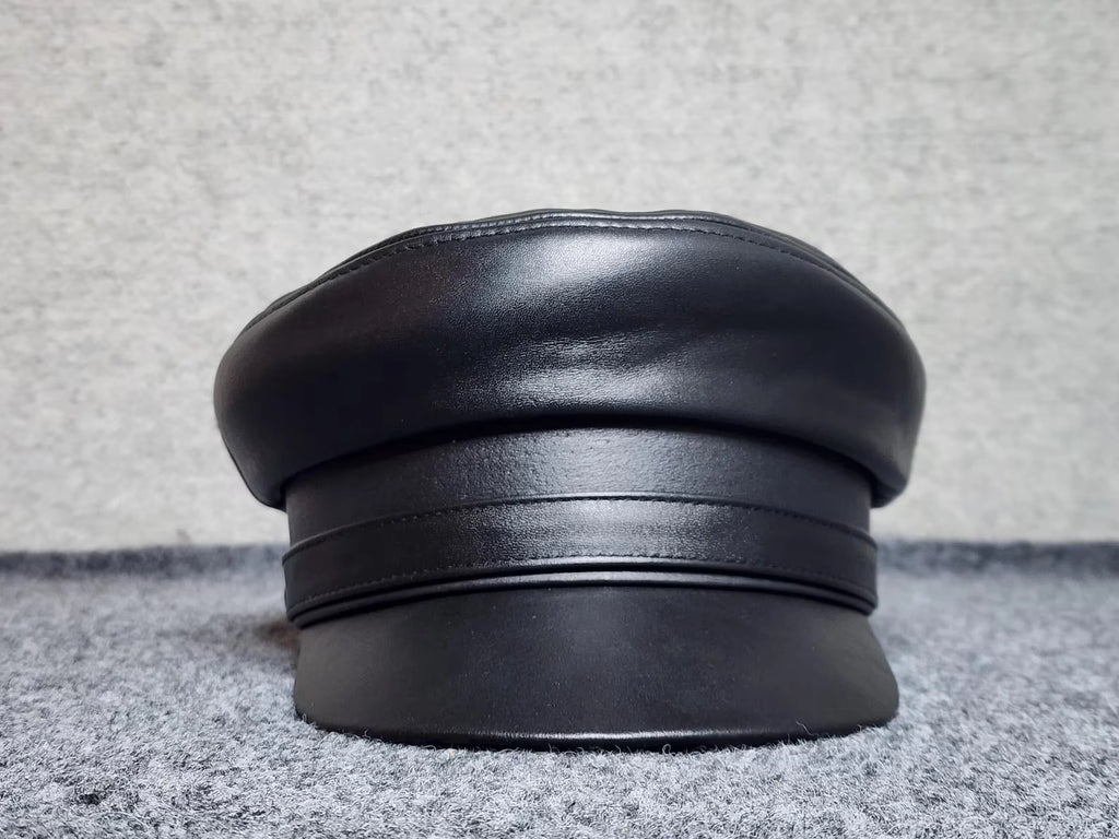 Biker Cosplay Leather Police Style Cap