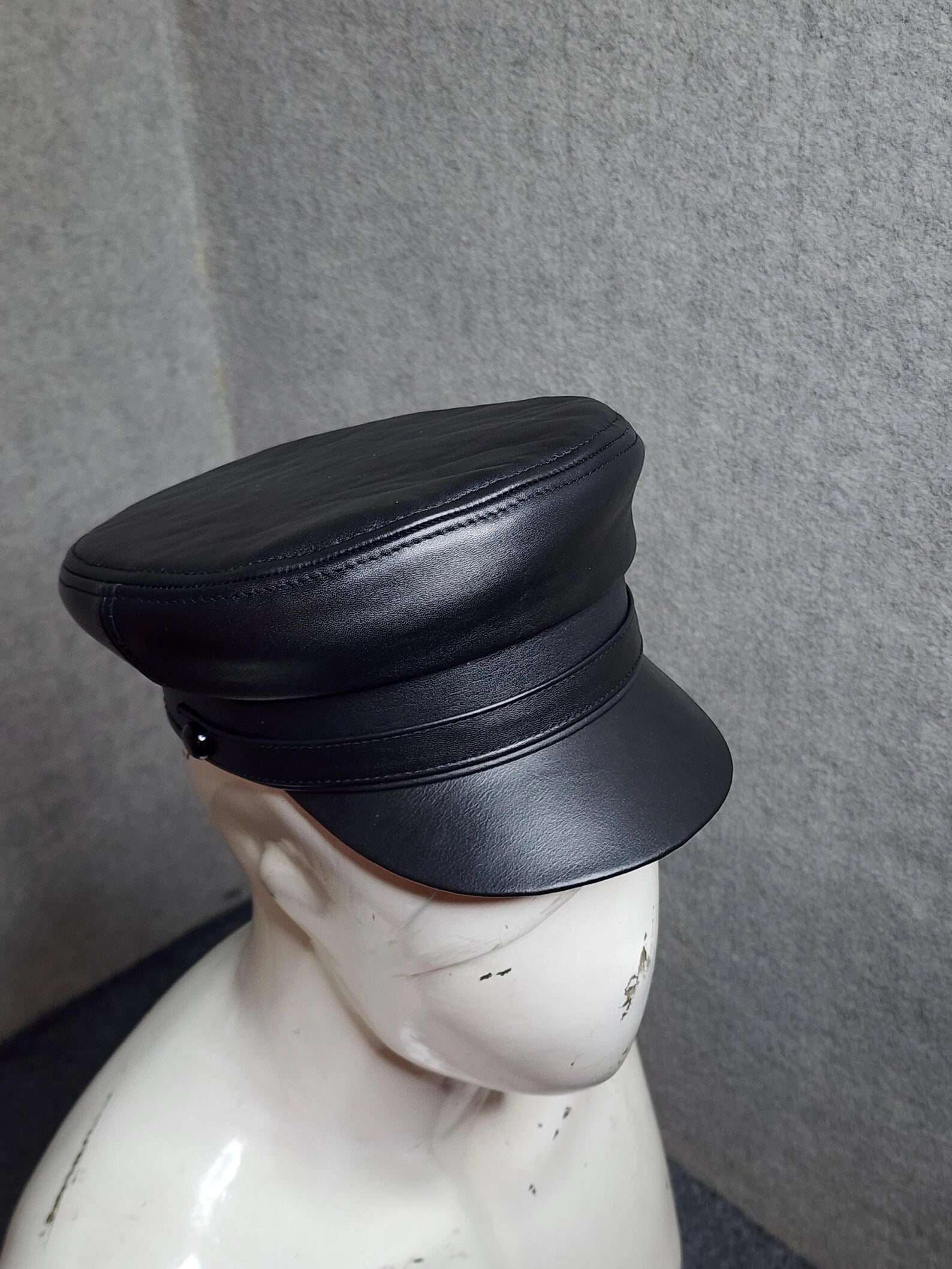 Biker Cosplay Leather Police Style Cap