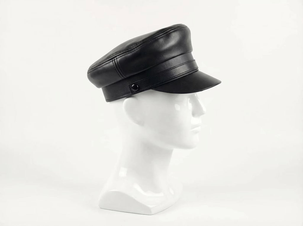 Biker Cosplay Leather Police Style Cap
