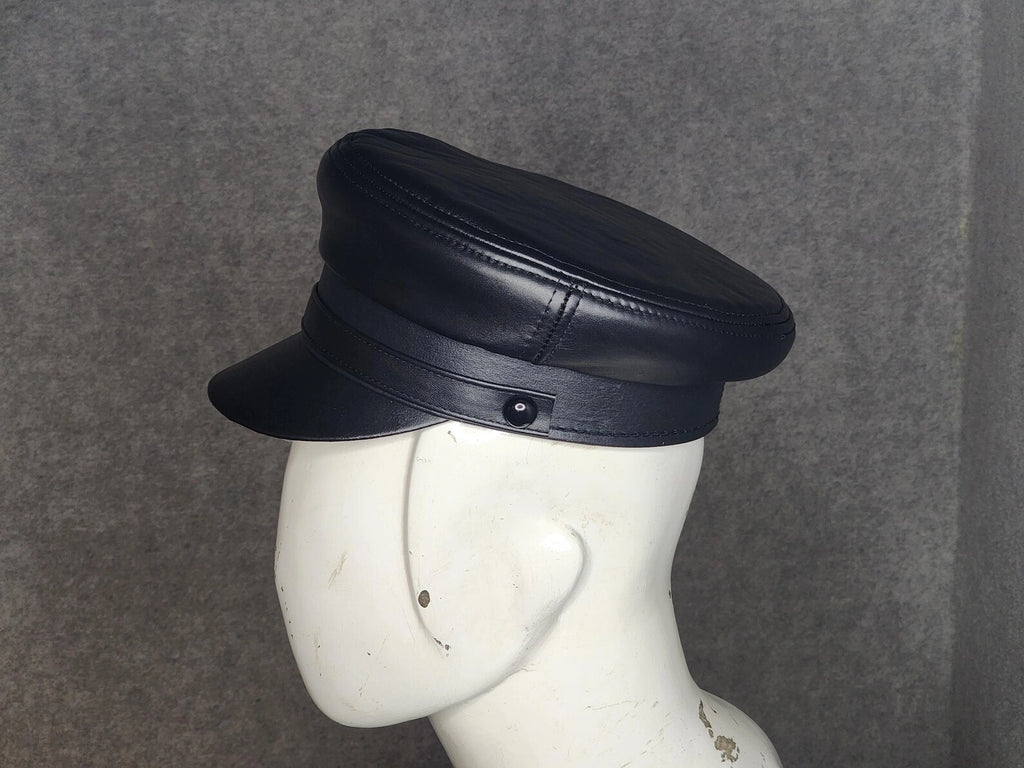 Biker Cosplay Leather Police Style Cap
