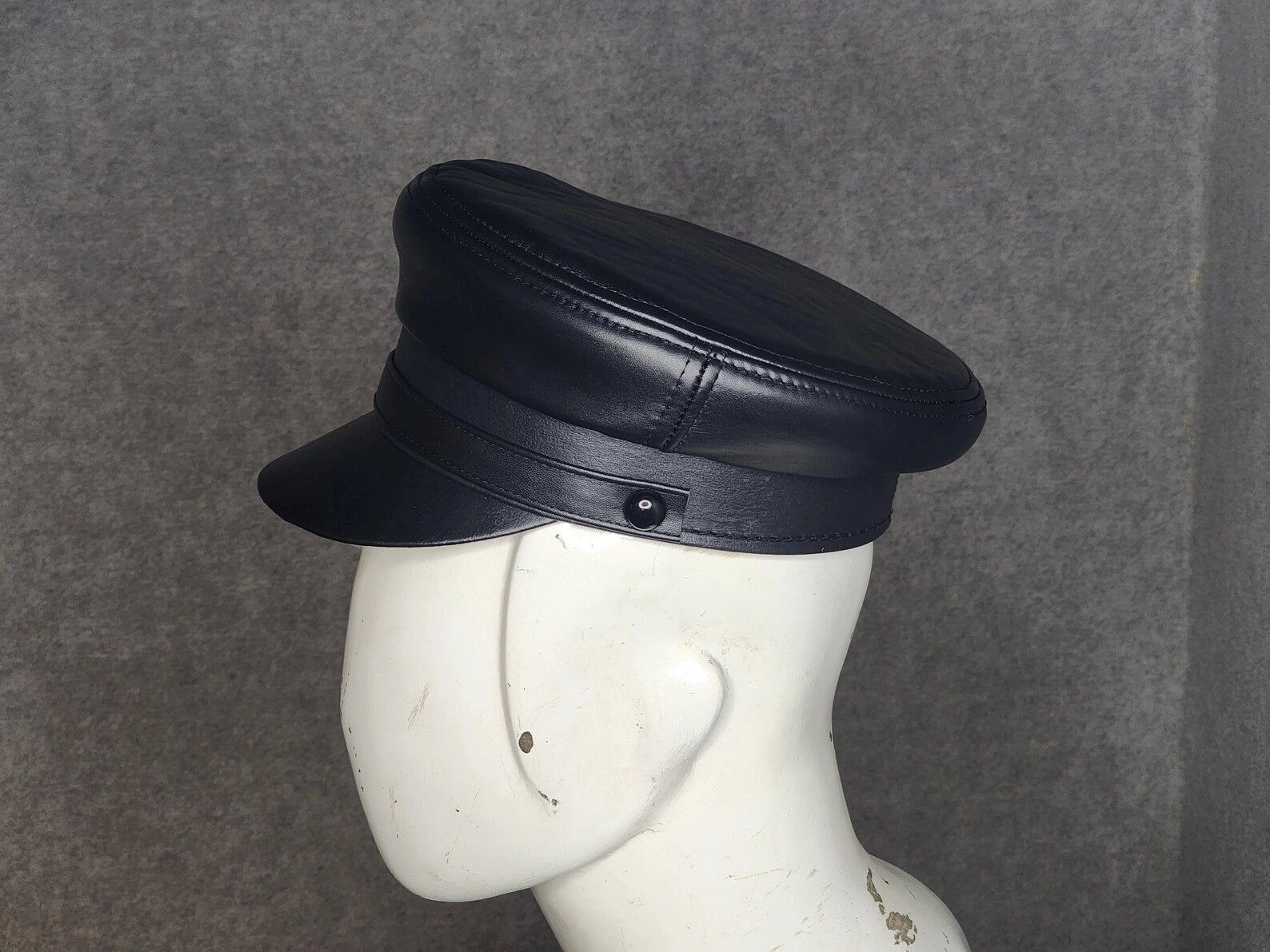 Biker Cosplay Leather Police Style Cap