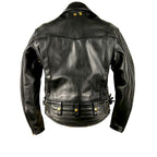 Black biker leather jacket on a white background