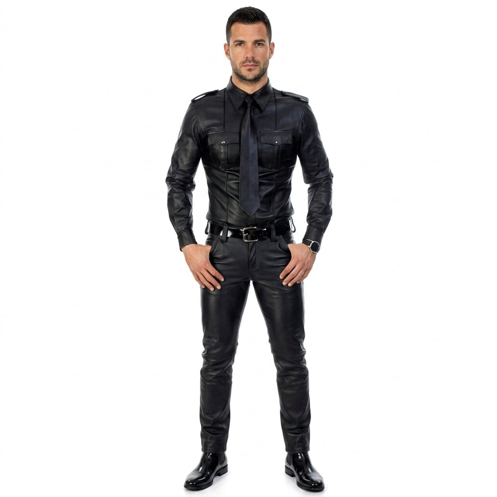 Biker Style Men’s Leather Shirt | Classy Design Genuine Leather