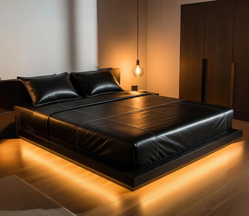 Black Genuine Leather Bed Sheet Set