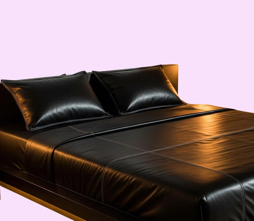 Black Genuine Leather Bed Sheet Set
