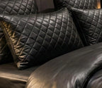 Black Leather Gothic Bed Sheet Set With Quilted Pillow Covers