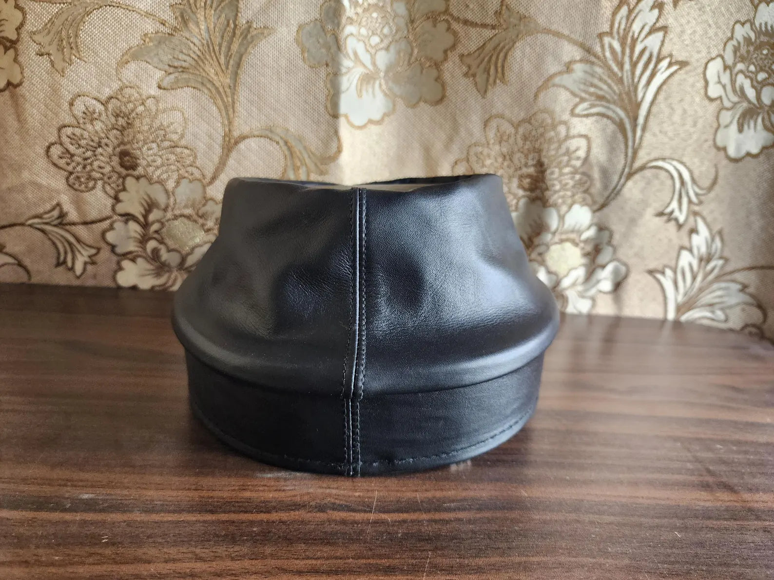 Black Leather Kepi Hat