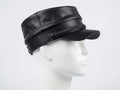 Black Leather Kepi Hat
