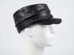 Black Leather Kepi Hat