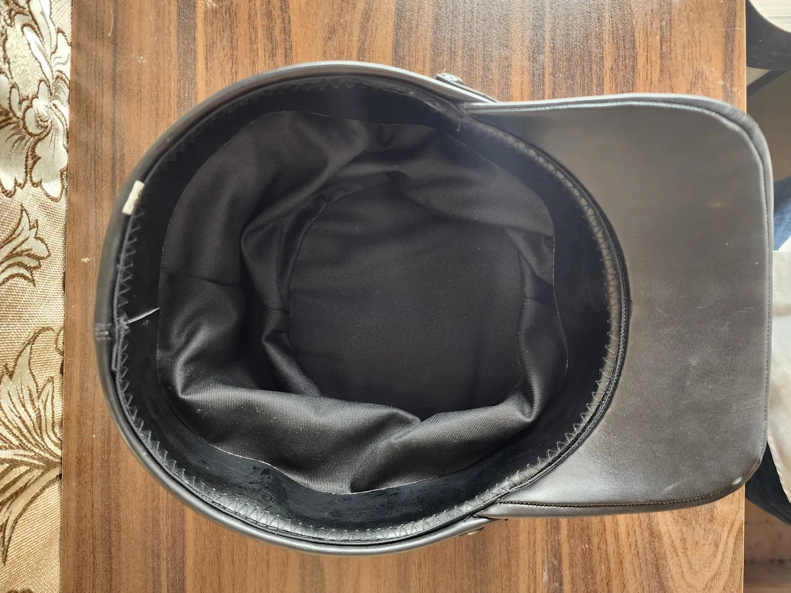 Black Leather Kepi Hat
