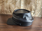 Black Leather Kepi Hat
