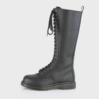 Black Leather Knee High Combat Boots
