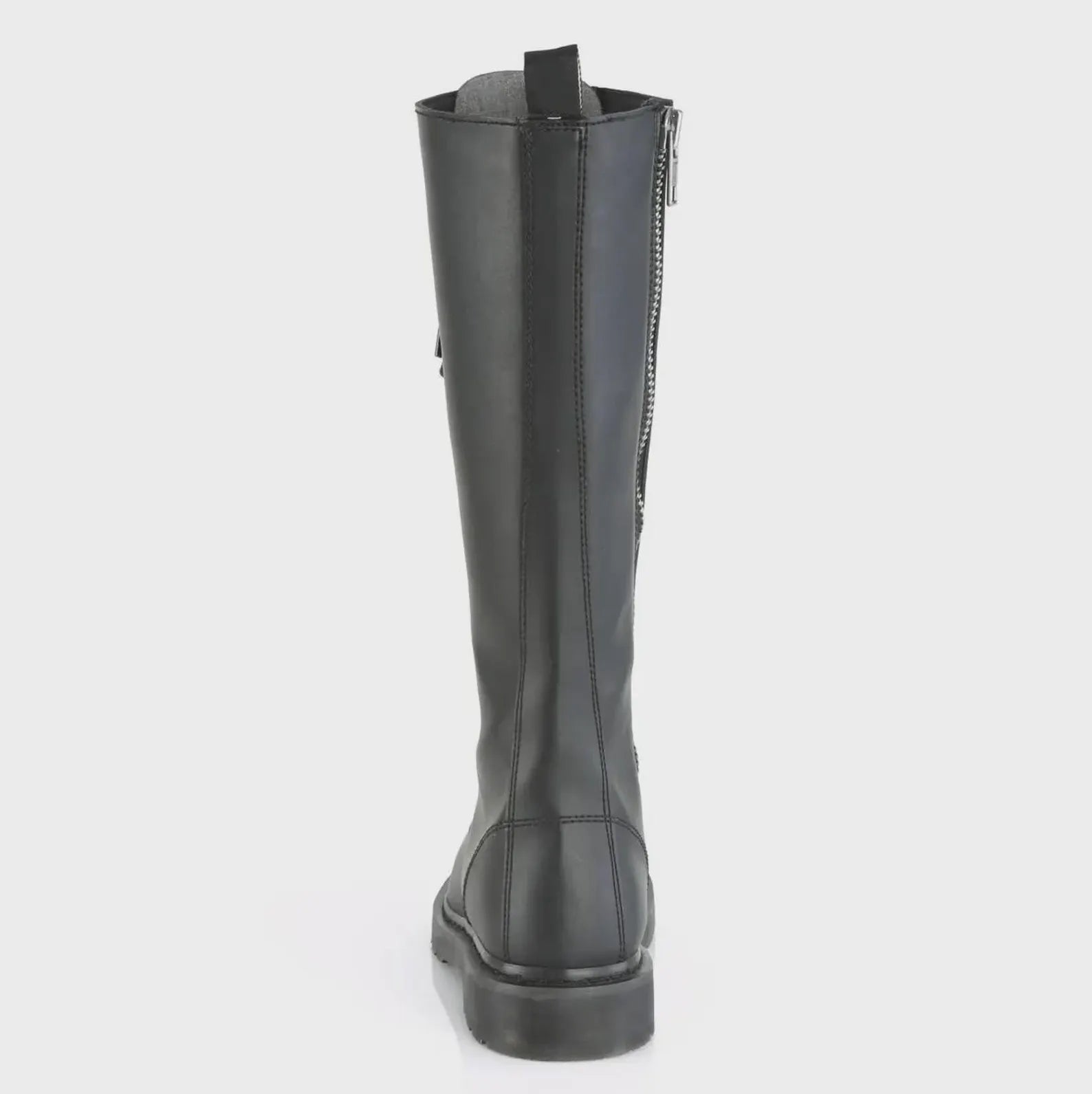 Black Leather Knee High Combat Boots