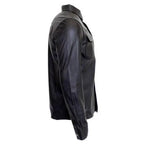 Black leather full sleeve jacket on a white background