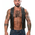 Black Quilted Leather Bar Vest for Men | Biker Style Leather Vest