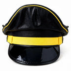 Black & Yellow Biker Leather Muir Cap