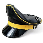 Black & Yellow Biker Leather Muir Cap