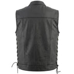 Classic Leather Vest for Men with Side Lace Design | Biker Style Leather Vest