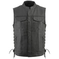 Classic Leather Vest for Men with Side Lace Design | Biker Style Leather Vest