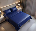 Blue Leather Bed Sheet with Pillow Cover