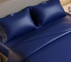 Blue Leather Bed Sheet with Pillow Cover