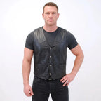 Casual Leather Vest with Front Button Closure for Men | Stylish Leather Vest