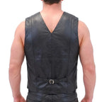 Casual Leather Vest with Front Button Closure for Men | Stylish Leather Vest