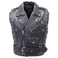 Chromed-Out Leather Motorcycle Vest for Men | Premium Biker Leather Vest