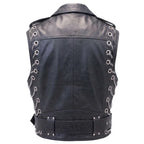 Chromed-Out Leather Motorcycle Vest for Men | Premium Biker Leather Vest