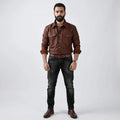 Classy Brown Leather Shirt for Men | Genuine Leather Stylish Shirt