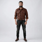 Classy Brown Leather Shirt for Men | Genuine Leather Stylish Shirt