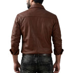 Classy Brown Leather Shirt for Men | Genuine Leather Stylish Shirt