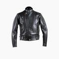 Black cossack collar leather jacket on a white background